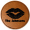 Lips n Hearts Faux Leather Iron On Patch - Round (Personalized)