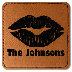 Lips n Hearts Faux Leather Iron On Patch - Square (Personalized)
