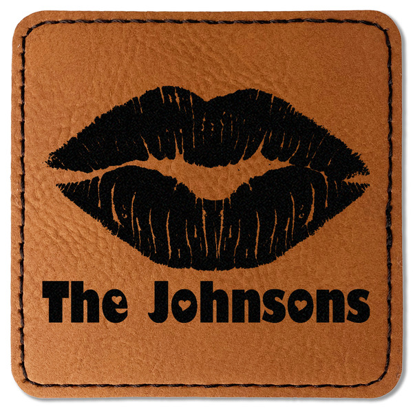 Custom Lips n Hearts Faux Leather Iron On Patch - Square (Personalized)