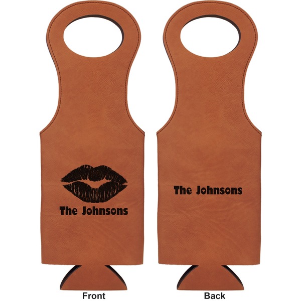 Lips n Hearts Leatherette Wine Tote Double Sided - Front and Back