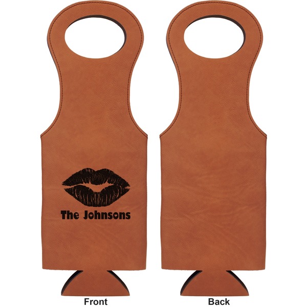 Lips n Hearts Leatherette Wine Tote Single Sided - Front and Back