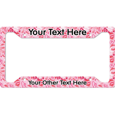 Lips n Hearts License Plate Frame - Style A (Personalized)