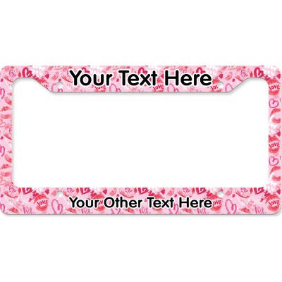 Lips n Hearts License Plate Frame - Style B (Personalized)