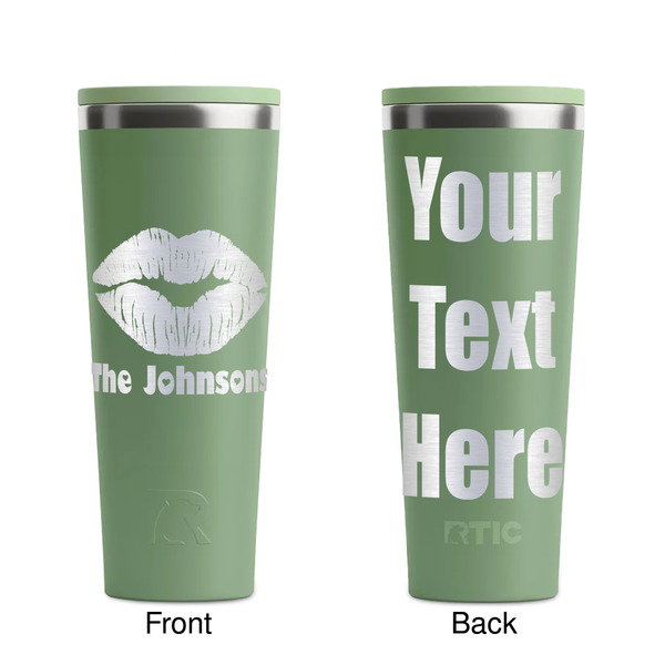 Lips n Hearts Light Green RTIC Everyday Tumbler - 28 oz. - Front and Back