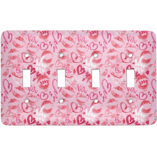 Custom Lips n Hearts Light Switch Cover (4 Toggle Plate)