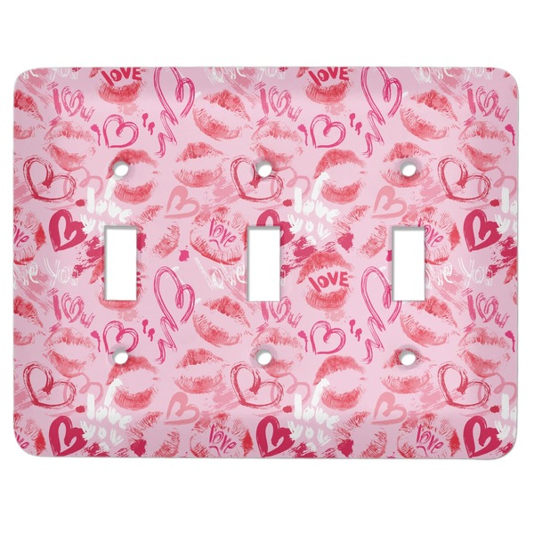 Custom Lips n Hearts Light Switch Cover (3 Toggle Plate)