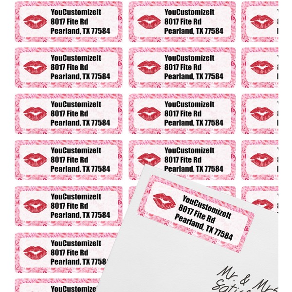 Lips n Hearts Mailing Label on Envelope - Multiple Labels