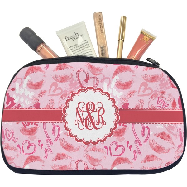 Custom Lips n Hearts Makeup / Cosmetic Bag - Medium (Personalized)