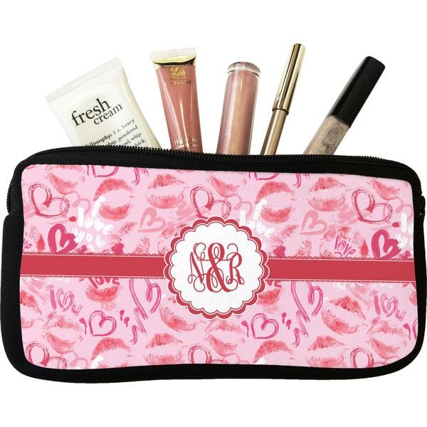Custom Lips n Hearts Makeup / Cosmetic Bag (Personalized)