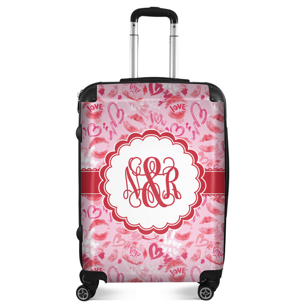 Custom Lips n Hearts Suitcase - 24" Medium - Checked (Personalized)