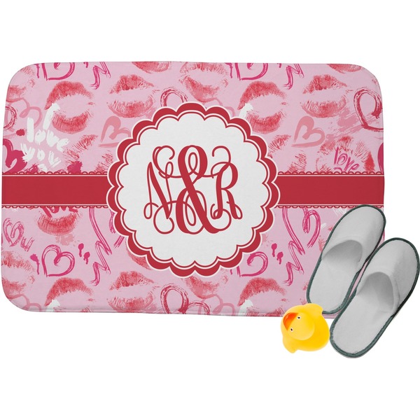 Custom Lips n Hearts Memory Foam Bath Mat - 24"x17" (Personalized)