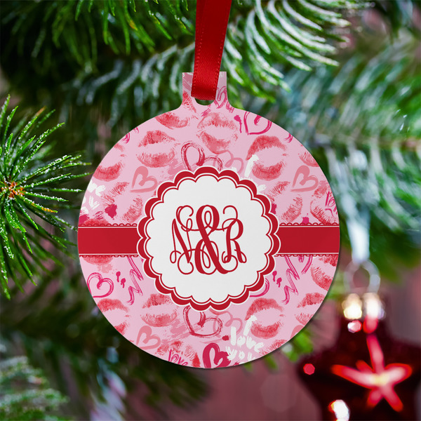 Lips n Hearts Metal Ball Ornament - Lifestyle
