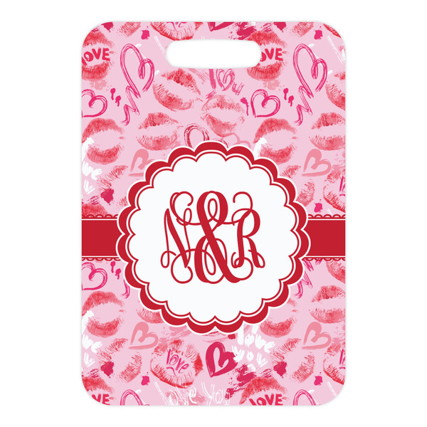 Lips n Hearts Metal Luggage Tag - Front Without Strap