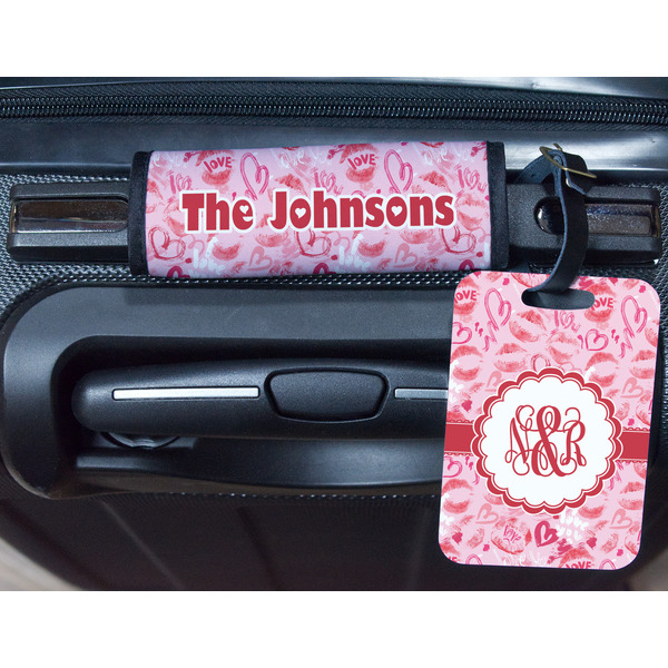 Lips n Hearts Metal Luggage Tag & Handle Wrap - In Context