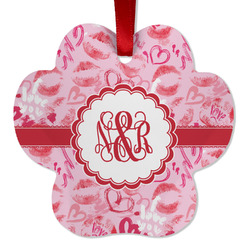 Lips n Hearts Metal Paw Ornament - Double Sided w/ Couple's Names
