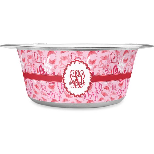 Custom Lips n Hearts Stainless Steel Dog Bowl - Large (Personalized)