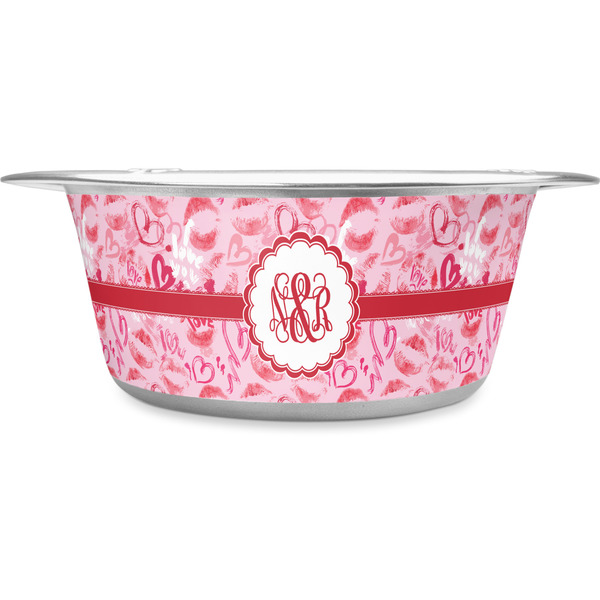 Custom Lips n Hearts Stainless Steel Dog Bowl - Medium (Personalized)
