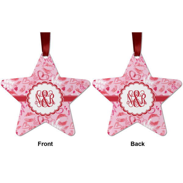 Lips n Hearts Metal Star Ornament - Front and Back