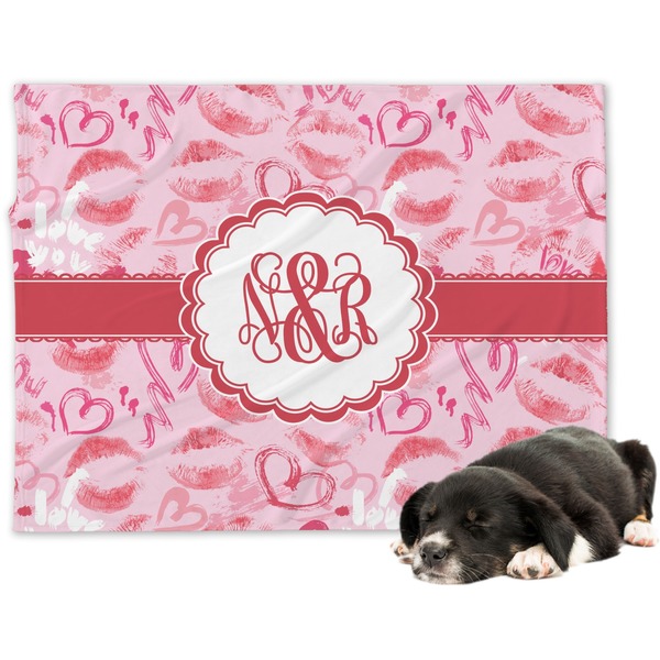 Custom Lips n Hearts Dog Blanket - Large (Personalized)