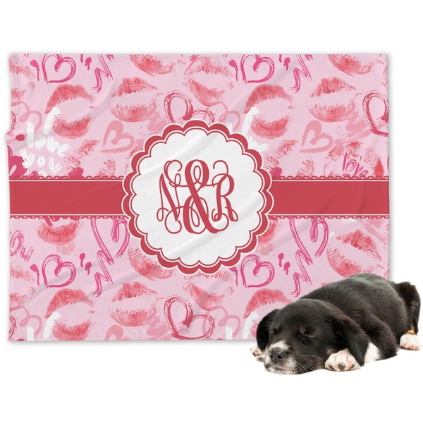 Custom Lips n Hearts Dog Blanket - Regular (Personalized)