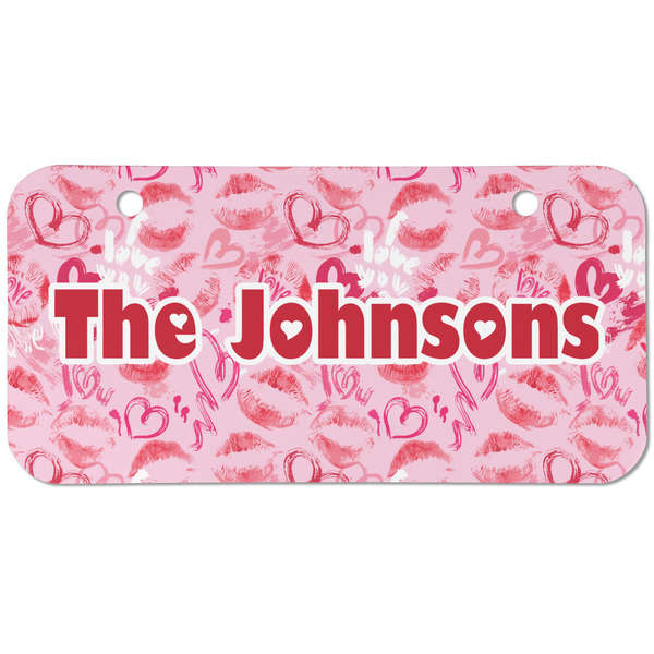 Custom Lips n Hearts Mini/Bicycle License Plate (2 Holes) (Personalized)