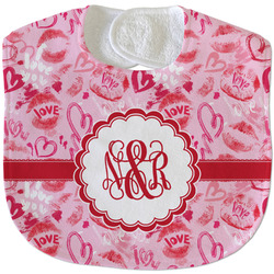 Lips n Hearts Velour Baby Bib w/ Couple's Names