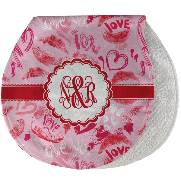 Custom Lips n Hearts Burp Pad - Velour w/ Couple's Names