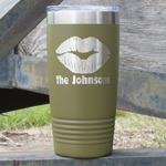 Lips n Hearts 20 oz Stainless Steel Tumbler - Olive - Single Sided (Personalized)