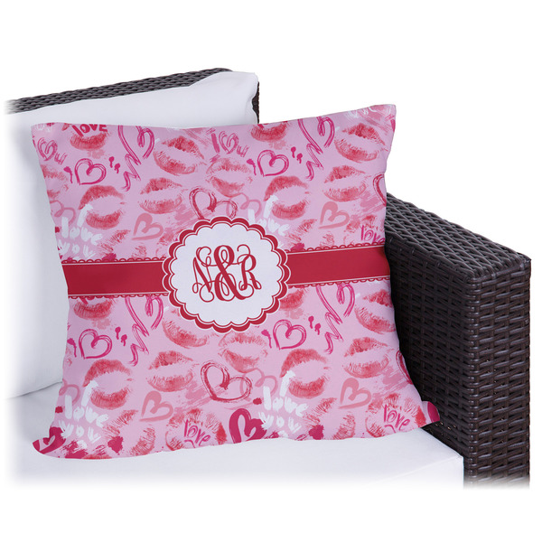 Custom Lips n Hearts Outdoor Pillow - 20" (Personalized)