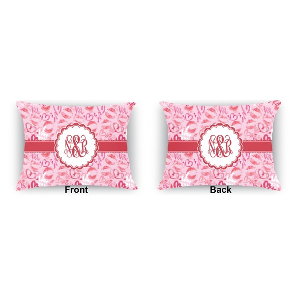 Lips n Hearts  Outdoor Rectangular Throw Pillow (Front and Back)