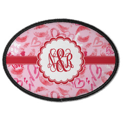 Lips n Hearts Iron On Oval Patch w/ Couple's Names