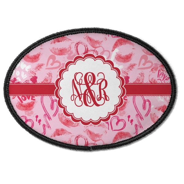 Custom Lips n Hearts Iron On Oval Patch w/ Couple's Names
