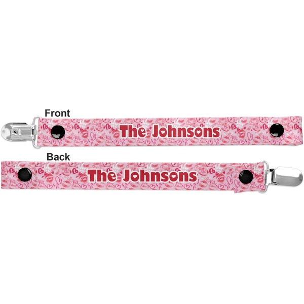 Lips n Hearts Pacifier Clip - Front and Back