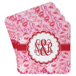 Lips n Hearts Paper Coasters w/ Couple's Names