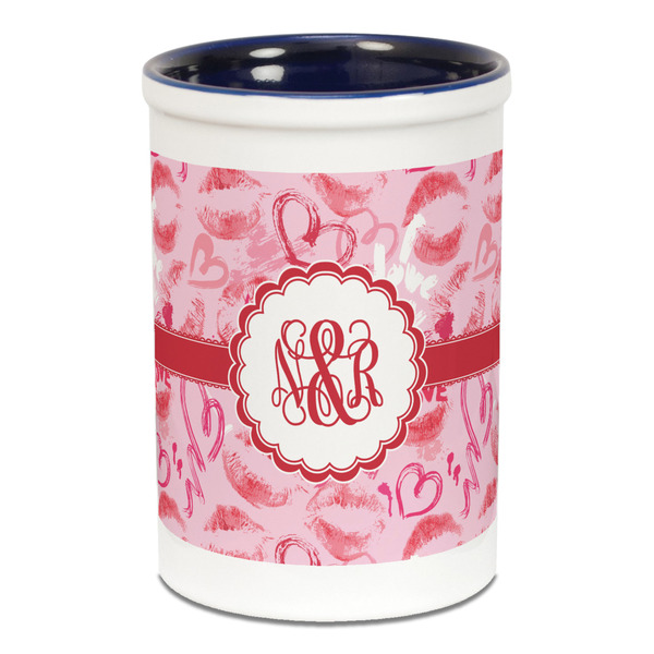 Lips n Hearts Pencil Holder - Blue