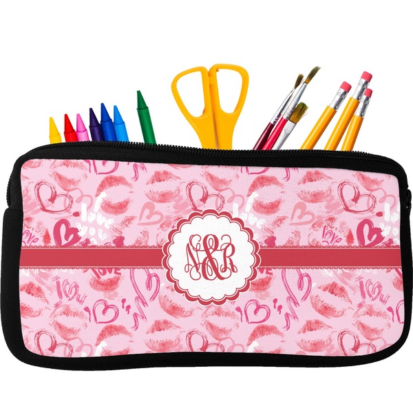 Custom Lips n Hearts Neoprene Pencil Case (Personalized)