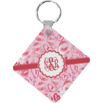 Lips n Hearts Diamond Plastic Keychain w/ Couple's Names