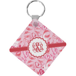 Lips n Hearts Diamond Plastic Keychain w/ Couple's Names