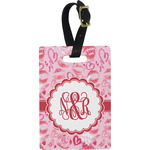 Lips n Hearts Plastic Luggage Tag - Rectangular w/ Couple's Names