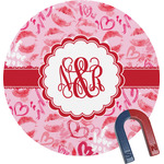 Lips n Hearts Round Fridge Magnet (Personalized)