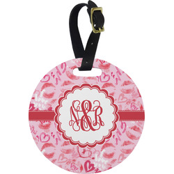 Lips n Hearts Plastic Luggage Tag - Round (Personalized)