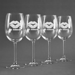 Lips n Hearts Wine Glasses (Set of 4) (Personalized)