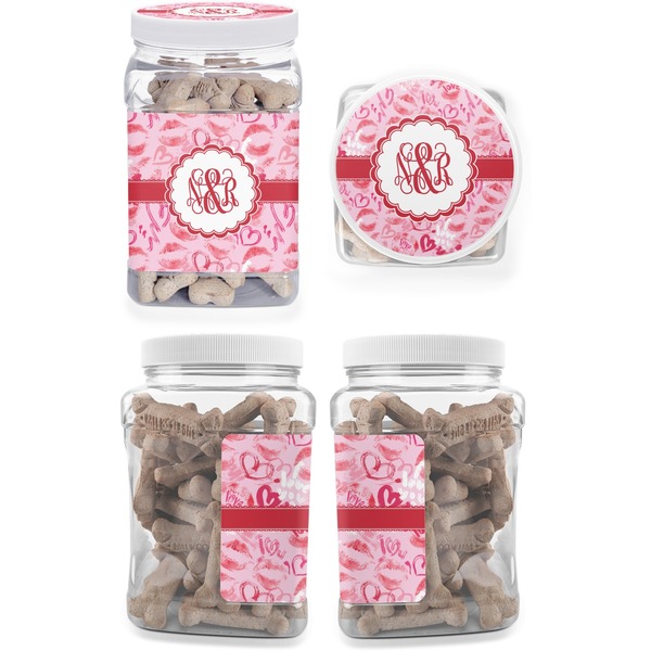 Lips n Hearts Pet Treat Jar - Multiple Angles