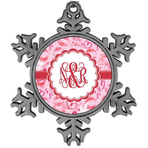 Custom Lips n Hearts Vintage Snowflake Ornament (Personalized)