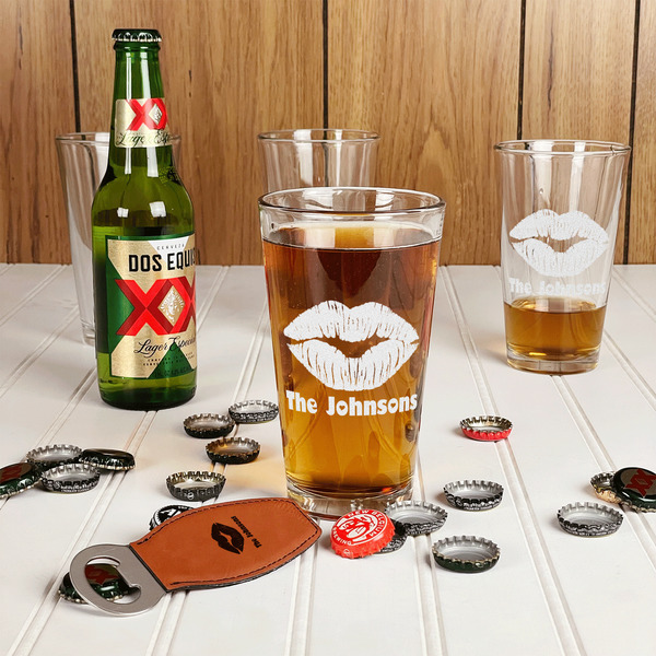 Lips n Hearts Pint Glasses - In Context