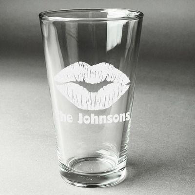 Lips n Hearts Pint Glass - Engraved (Personalized)