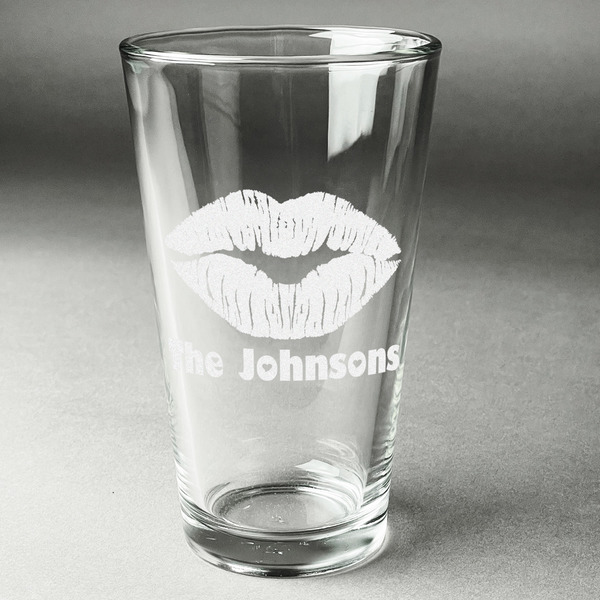 Custom Lips n Hearts Pint Glass - Engraved (Personalized)