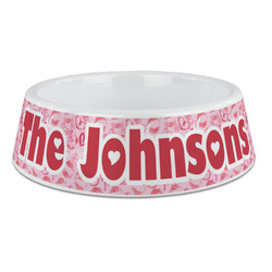 Lips n Hearts Plastic Dog Bowl - Large (Personalized)