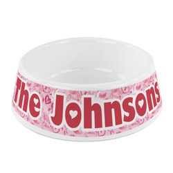 Lips n Hearts Plastic Dog Bowl - Small (Personalized)