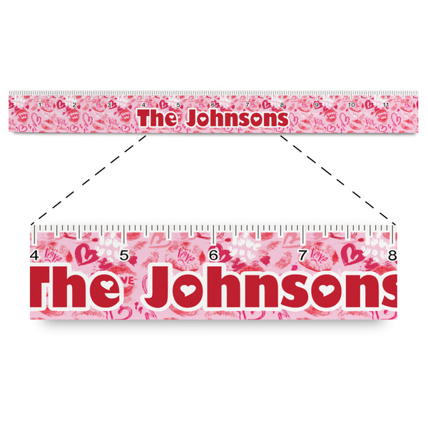 Custom Lips n Hearts Plastic Ruler - 12" (Personalized)